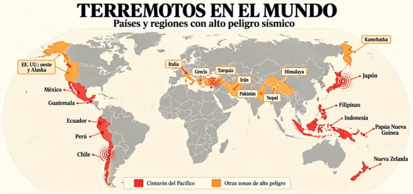 Lugares con más terremotos